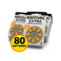 RAYOVAC 80 gab. SUPER EKONOMISKAIS Komplekts Dzirdes aparāta baterijas | Izmērs 13 | Advanced Zn-Air PR48