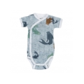 Lodger Romper Empire Fish kokvilnas bodijs ar īsām piedurknēm, Dusty turqoise, 68 cm