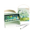 Double-sided Marker Pens ARRTX Alp, 24 Colours, green tone shade