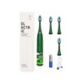 iLike   Kids Sonic Electric Toothbrush, Waterproof, 5 Brush Heads (1+4 Replacement Heads), Battery Powered, Soft Bristles, Green Frog Design Green