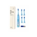 iLike   Kids Sonic Electric Toothbrush, Waterproof, 5 Brush Heads (1+4 Replacement Heads), Battery Powered, Soft Bristles, Unicorn Design, Blue Blue