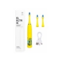 iLike   Kids Rechargeable Sonic Electric Toothbrush, USB Charging, 3 Brush Heads (1+2 Replacement Heads), Soft Bristles, Waterproof, Yellow Crocodile Design Yellow