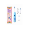iLike   Kids Rechargeable Sonic Electric Toothbrush, USB Charging, 3 Brush Heads (1+2 Replacement Heads), Soft Bristles, Waterproof, Blue Elephant Design Blue