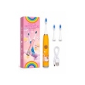 iLike   Kids Rechargeable Sonic Electric Toothbrush, USB Charging, 3 Brush Heads (1+2 Replacement Heads), Soft Bristles, Waterproof, Cute Hamster Design Orange