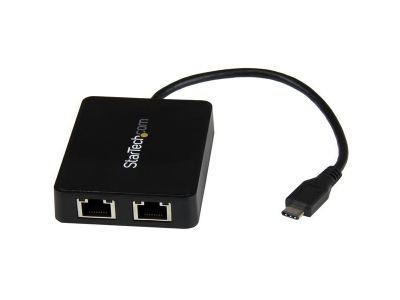 StarTech.com USB-C to Dual Gigabit Ethernet Adapter with USB (Type-A) Port