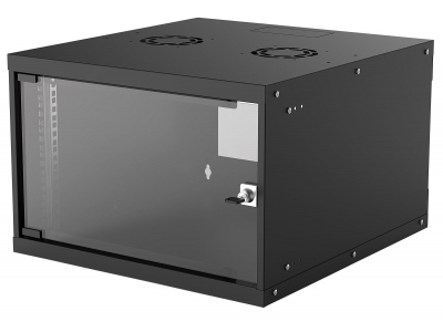 Intellinet 19" Basic Wallmount Cabinet, 6U, 560mm Deep, IP20-Rated Housing, Max 50kg, Flatpack, Black