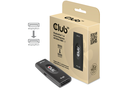 CLUB3D DP 1.4 4K120HZ HDR ACTIVE REPEATER F/F displayport Black