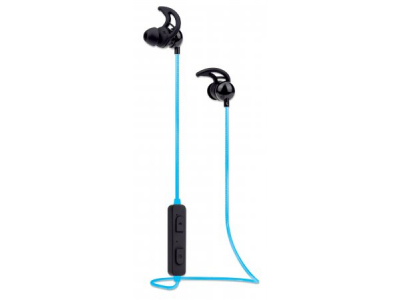 Manhattan Bluetooth Earphones with Microphone (promo), LED Cable Light (multi coloured), 5 hour usage time (approx), Omnidirectional Mic, Integrated Controls, Ear Hook for Secure Fit, Max Range 10m, Bluetooth v4.0, Built in Battery, Rainproof, USB-A charging cable