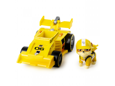 PAW Patrol , Ready, Race, Rescue Rubble’s Race & Go Deluxe Vehicle with Sounds, for Kids Aged 3 and Up