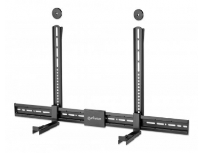 Manhattan Soundbar Mount Universal, Wall Mount or VESA Mount, Compatible with Soundbars up to 15kg, Depth-Adjustable, Mounts Above or Below TV, Black