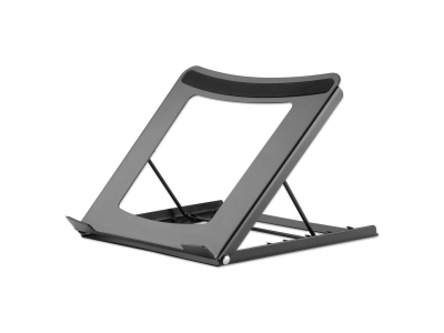 Manhattan Laptop and Tablet Stand, Adjustable (5 positions), Suitable for all tablets and laptops up to 15.6", Portable and Lightweight, Steel, Black, Lifetime Warranty