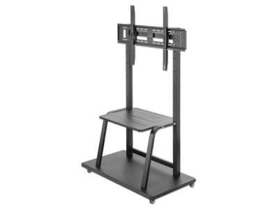 Manhattan TV & Monitor Mount, Trolley Stand, 1 screen, Screen Sizes: 37-100", Black, VESA 200x200 to 800x600mm, Max 150kg, Shelf and Base for Laptop or AV device, Height-adjustable to four levels: 862, 916, 970 and 1024mm, LFD, Lifetime Warranty