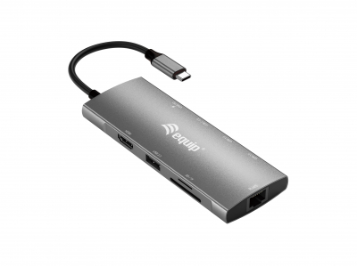 Equip USB-C 9 in 1 Multifunctional Adapter, HDMI 4K/60Hz, Gigabit LAN, USB 3.2 GEN1, SD/TF, 100W USB PD