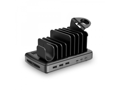 Lindy 73436 charging station organizer Freestanding Aluminium, Plastic Black, Grey