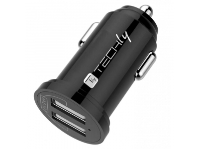 Techly Mini Car Charger 2 USB-A Ports 24W / 4.8A Black