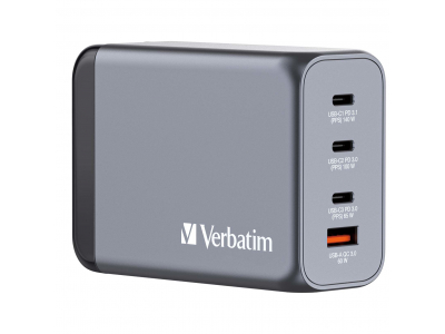 Verbatim GNC-240 GaN Charger 240W with 1 x USB-C 140W /1 x USB-C 100W / 1 x USB-C 65W / 1 x USB-A QC 3.0 (EU/UK/US)