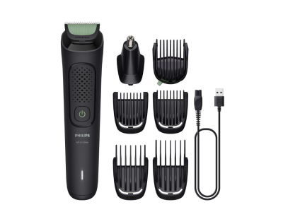  PHILIPS Multigroom series 3000 8-in-1, Face and Hair MG3930/15 8 tools Self-sharpening steel blades Up to 60 min run time Rinseable attachments MG3930/15