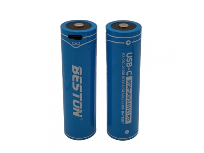 Rechargeable 21700 Size Battery with USB-C Port, 3.6V, 5000mAh, Li-Ion, 2pcs