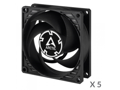 ARCTIC P8 Silent Pressure-Optimised Extra Quiet Fans, 3-pin, 80mm, black, 5pcs