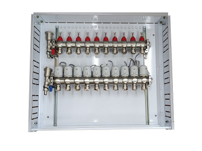 Heating Manifold 10 Loops with Thermal Actuators NC AC230V and Flow Meters