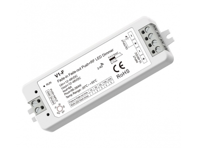 V1-F Fade-in Fade-out LED Dimmer, 12-48V, 1x 8A, Push-Dimm