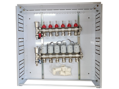 Heating Manifold 6 Loops with Thermal Actuators NC AC230V and Flow Meters