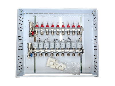Heating Manifold 9 Loops with Thermal Actuators NC AC230V and Flow Meters