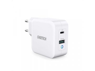 Charger CHOETECH GaN USB Type-C, Type-A: 65W, PD, QC