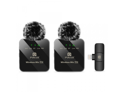 Wireless Lavalier Dual Microphone for iPhone / iPad, 8-Pin Receiver