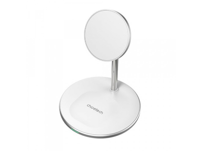 Magnetic Wireless Charger with Stand CHOETECH, 2in1, 15W, white