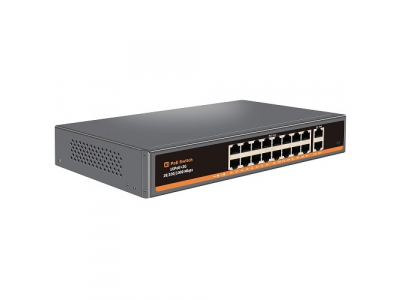 PoE switch 16x 100Mbps PoE + 2x Gigabit UPLINK, 250W