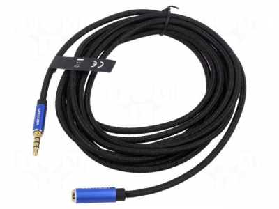  Kabelis | Jack 3,5 mm 4 kontaktu spraudnis, 3,5 mm 4 kontaktu ligzda | 2m | melns