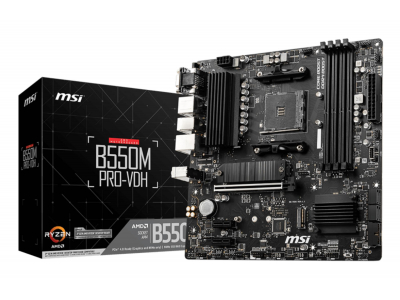 Mainboard|MSI|AMD B550|SAM4|MicroATX|Memory DDR4|Memory slots 4|2xPCI-Express 3.0 1x|1xPCI-Express 4.0 16x|2xM.2|1x15pin D-sub|1xHDMI|1xDisplayPort|2xAudio-In|1xAudio-Out|2xUSB 2.0|4xUSB 3.2|1xPS/2|1xRJ45|B550MPRO-VDH