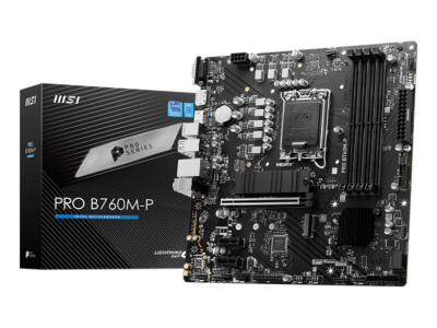 Mainboard|MSI|Intel B760 Express|LGA1700|Micro-ATX|Memory DDR5|Memory slots 4|2xPCI-Express 1x|1xPCI-Express 16x|2xM.2|1x15pin D-sub|1xHDMI|1xDisplayPort|4xUSB 2.0|1xUSB 3.2|1xUSB-C|2xPS/2|1xRJ45|3xAudio port|PROB760M-P