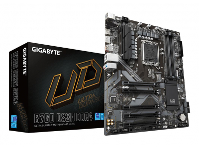 Mainboard|GIGABYTE|Intel B760 Express|LGA1700|ATX|Memory DDR4|Memory slots 4|4xPCI-Express 3.0 1x|1xPCI-Express 4.0 16x|2xM.2|1xHDMI|1xDisplayPort|4xUSB 2.0|1xUSB 3.2|1xUSB-C|1xPS/2|1xRJ45|3xAudio port|B760DS3HDDR4