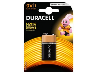 Duracell 6LR61 9V baterijas 9V Duracell BASIC sērija Alkaline MN1604 iepakojumā 1 gb.