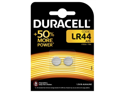Duracell G13 baterijas 1.5V Duracell Alkaline LR44/A76 iepakojumā 2 gb.