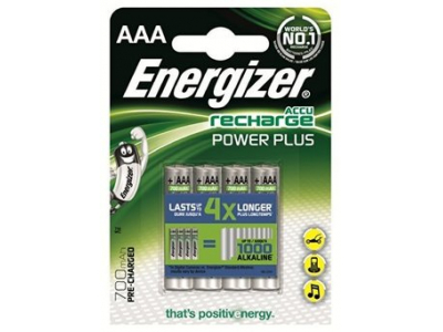 Energizer ® R03/AAA akumulatori 1.2V Energizer Recharge Power Plus Ni-MH HR03 700 mAh iepakojumā 4 g