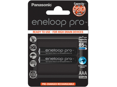 Eneloop Panasonic R03/AAA akumulatori 1.2V Eneloop Pro Ni-MH BK-4HCDE/2BE iepakojumā 2 gb.