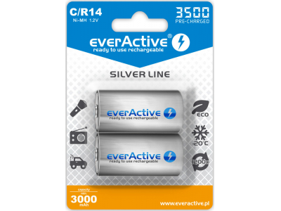 everActive™ R14/C akumulatori 1.2V everActive Silver line Ni-MH 3500 mAh iepakojumā 2 gb.