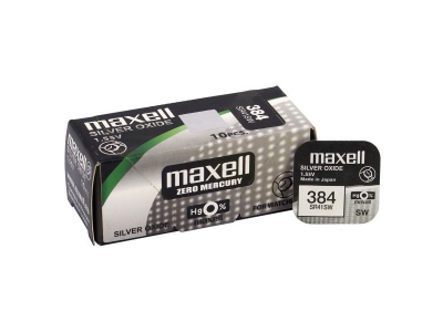 Maxell 384 baterijas 1.55V Maxell sudraba-oksīda SR41SW, 392 iepakojumā 1 gb.