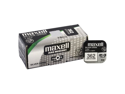 Maxell 362 baterijas 1.55V Maxell sudraba-oksīda SR721SW. 361 iepakojumā 1 gb.