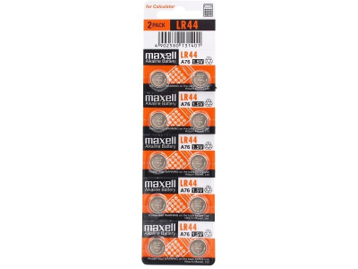 Maxell G13 baterijas 1.5V Maxell Alkaline LR44 / A76 iepakojumā 10 gb.