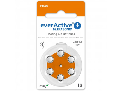 everActive™ Izmērs 13, Dzirdes Aparāta Baterija, 1.45V everActive Zn-Air PR48 iepakojumā 6 gb.
