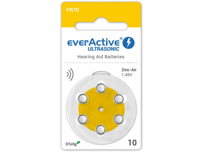 everActive™ Izmērs 10, Dzirdes Aparāta Baterija, 1.45V everActive Zn-Air PR70 iepakojumā 6 gb.