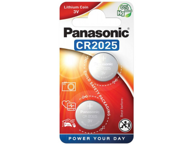 Panasonic CR2025 baterijas Panasonic litija iepakojumā 2 gb.