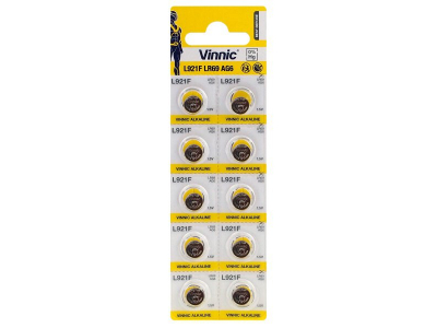Vinnic G6 baterijas Vinnic Alkaline LR921/SR920/371 iepakojumā 10 gb.