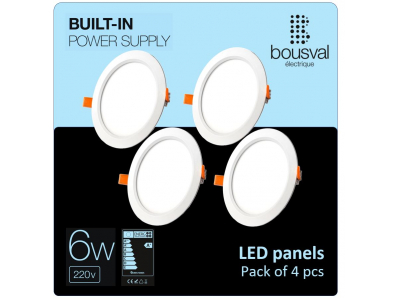 Bousval Électrique™ Komplekts 4 gabali apaļas formas LED paneļi 6W 4000K 118x29mm ar iebūvētu vadības bloku