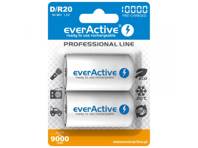 everActive™ R20/D akumulatori 1.2V everActive Professional line Ni-MH 10000 mAh bez iep. 1gb.