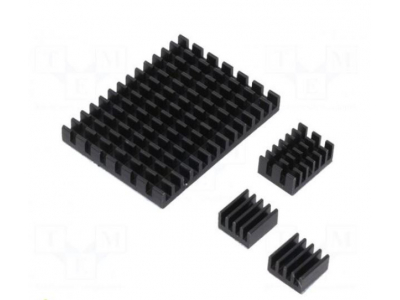  Aksesuāri: radiators | Raspberry Pi 4 B | melns | alumīnijs | 3 gab